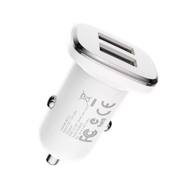 Автомобильная зарядка Borofone BZ12; 2 USB порта - 2.4A; 12 Вт;